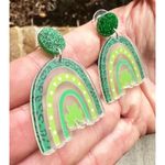 St Patrick's Day Earrings Shamrock Rainbow Shaped Dangle Whimsical New P… Green Photo 9