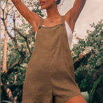 Lulus Up With The Sun Olive Short Overalls Photo 0