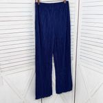 Slinky Brand Plisse Crinkle Pleat Wide Leg Palazzo Pants Blue Medium Photo 1