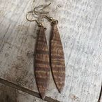 Boho Wooden Dangle Earrings Natural Carved Tribal Festival Hippie Western 70s Brown Photo 3