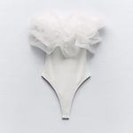 ZARA tulle ruffled bodysuit sleeveless top Photo 1