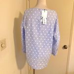 ZARA  Blue Embroidered Polka Dot Long Sleeve Blouse SZ M Photo 7