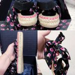 Prada Authentic Brand New Wrap Around Floral Rose Espadrille Platform Sandals Photo 5