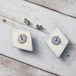 Vintage Earrings for Pierced Ears Blue Large Diamond Shape Photo 6