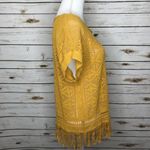 Sun & Shadow 🌻 Crochet Mustard Sleeveless Fringe M Photo 1