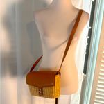 J. McLaughlin Basket Bag Crossbody Purse with Leather Flap Brown Photo 1