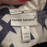 Harvé Benard Harve Benard Linen Cotton Blue & White Floral Button Down Blouse Size XL Photo 2