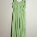 ASOS Design Pleated Cami Maxi Dress Drawstring Waist in Sage Green Photo 4