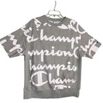 Champion  Reverse Weave Sweatshirt Womens XL Gray Script Logo Short Sleeve Photo 1