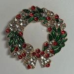 Christmas Wreath Brooch / Scarf Pin #147 Red Photo 0