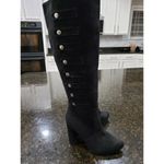 Veira Knee High Boots Womens 8 Black Solid Suede Round Toe Block Heel Side Zip Photo 8