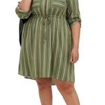 Torrid  Plus Mini Challis Stripe Green High-Low‎ Shirt Dress Size 22 Photo 0