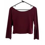 American Eagle Outfitters Women's Shirt Top Large Burgundy Maroon Lace Crop Photo 1