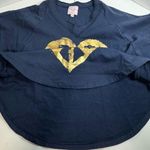 Romeo + Juliet Couture  V Neck OverSized Open Arm Sweatshirt Navy Size Small Photo 5