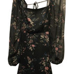 Forever 21  Black Floral Print Puff Sleeve Square Neck Mini Dress Women's Size S Photo 0