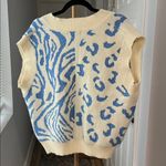 Cider  Show Your Stripes Zebra Oversized Sweater Vest Cream Blue Medium Photo 2