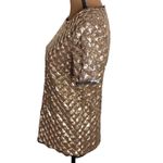 Bar III Gold Sequined embellished textured Diamond pattern lace trimmed top XS Photo 4