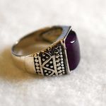 Source Unknown Dapper Purple Smooth Stone Dimpled Silver Tone Band Size 13 NWOT Ring Photo 2