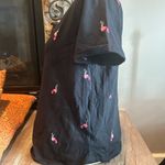 American Vintage Black T-Shirt with Embroidered Flamingos Photo 3