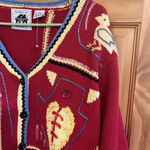 Vintage Storybook Knits Sweater Mola Festival HSN Chickens Size Large Womens Red Photo 4