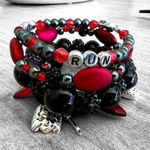 Handmade Horror Movie themed bracelet stretchy stackable charm bracelet black red Photo 1
