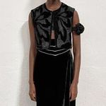ZARA  Embroidered Velvet Open Front Vest Photo 0