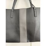 Vince Camuto  Black Faux Leather Tote Bag with Gray Stripe‎ Accent Photo 1
