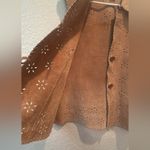 Coldwater Creek Womens Large Leather Vest Tan Cut Outs Coastal Cowgirl Western Photo 3