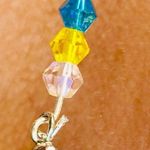 Pink Yellow & Blue Crystal Dangle Earrings Photo 1