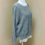 Urban Outfitters UO Pins & Needles Gray Sweater with Crochet Detail Hem Photo 3