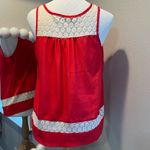 Chloe K  tank top blouse sleeveless red size medium lace Photo 1