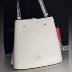 Kate Spade  Small Bucket Bag White Dove Pebbled Leather Turn Lock NWT Photo 4
