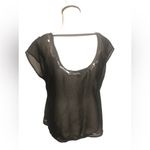Decree Y2K  Black Sheer Sequin Blouse Size Medium Photo 1