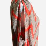 Glam  Orange & Teal Chevron Print Bell Sleeve Tunic Dress Size S Photo 3