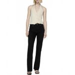 Mango Stretch Medium-Rise Straight Jeans with Slits Elle Black Denim NWT Size 4 Photo 8