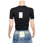 NAKEDCASHMERE Amey Cotton Cashmere Crewneck Baby Tee, Black, XS Black Photo 9