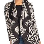 Guess NWT  Jet Black Multi Tribal Print Waterfall Silky Shawl Cardigan Medium Photo 0