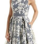 Erin by Erin Fetherston Floral Embroidered Mock Neck Pleated Dress Size 6 Gray Photo 0