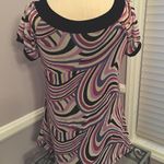 INC purple swirl pattern short puff sleeve lightweight mesh career top Size M Photo 2