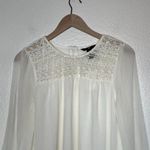 H&M  Women's Lace & Chiffon Coquette Blouse Long Sleeve Size 4 Cream White Photo 2