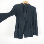 Helmut Lang Black Single Button Collarless Blazer Size 6 2000s Wool Quiet Luxury Photo 8