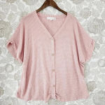 Hayden  Waffle Knit V neck Pullover Knit Sweater Top short sleeve Size 2XL Photo 0