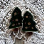 Vintage Enameled Christmas Tree EARRINGS Holiday‎ Ugly Christmas Gold Green Photo 1