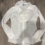 Eddie Bauer  White Ruffled Button Down Shirt Size XSP Photo 0
