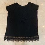Piko  Black Oversized Blouse Sz Small with Lace Photo 3