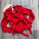 Sonia rykiel red cotton double breasted waist tie coat Size M Photo 0