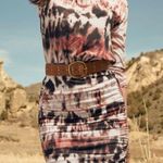 Venus Brown & White Tie Dye Ruched Bodycon Dress Size Medium Photo 1