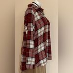 American Eagle Flannel Red, White & Brown Plaid Button Down Sz L Boyfriend Fit. Photo 3