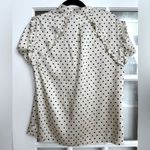 Drew  Benson Ivory Polka Dot Ruffle French Cuff Blouse Size Small NWT MSRP $212 Photo 3