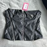 Edikted  Black Faux Leather Corset Top XS Photo 4